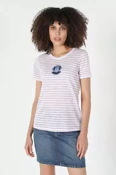 Полосатая футболка из джерси с вышивкой Colin'S, бургундия