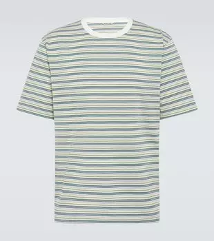 Полосатая футболка из хлопчатобумажной марли Auralee, мультиколор