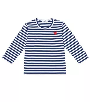 Полосатая футболка из хлопкового джерси Comme des Garons Play, синий