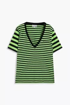 Полосатая футболка из хлопкового джерси GANNI, зеленый