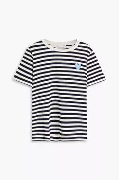 Полосатая футболка из хлопкового джерси с вышивкой CHINTI & PARKER, кремовый