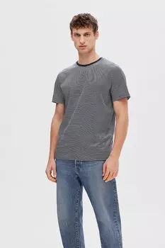Полосатая футболка из органического хлопка Selected Homme, белый