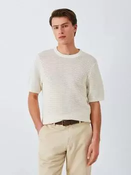 Полосатая футболка из открытого трикотажа John Lewis, цвет Egret