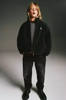 Полосатая футболка из тяжелого джерси ZARA, черный/белый