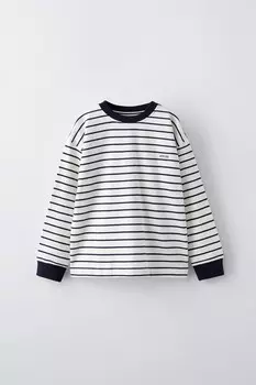 Полосатая футболка из тяжелого джерси ZARA, цвет striped