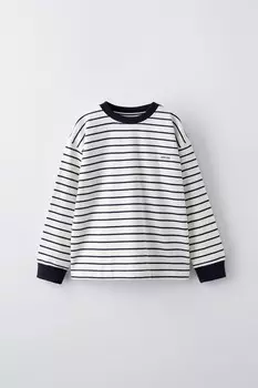 Полосатая футболка из тяжелого джерси ZARA, цвет striped