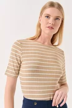 Полосатая футболка Jimmy Key, бежевый