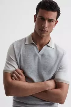 Полосатая футболка Kingsford с открытым воротником Reiss, белый