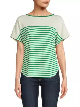 Полосатая футболка Max Studio, зеленый