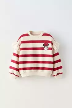 Полосатая футболка минни маус disney ZARA, красный