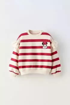 Полосатая футболка минни маус disney ZARA, красный