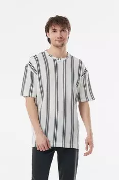 Полосатая футболка оверсайз с круглым вырезом Fullamoda, темно-синий