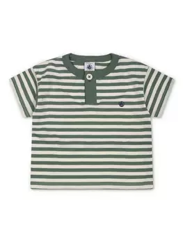 Полосатая футболка Petit Bateau, зеленый