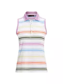 Полосатая футболка-поло без рукавов Rlx Ralph Lauren, белый