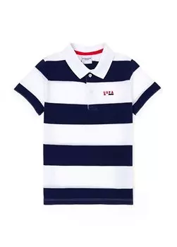Полосатая футболка-поло для мальчика темно-синего цвета ERSTA U.S. Polo Assn., темно-синий