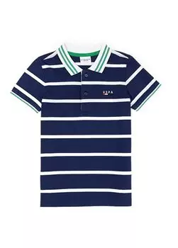 Полосатая футболка-поло для мальчика темно-синего цвета TERMA U.S. Polo Assn., темно-синий
