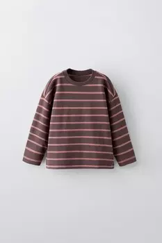 Полосатая футболка с этикеткой ZARA, фиолетовый