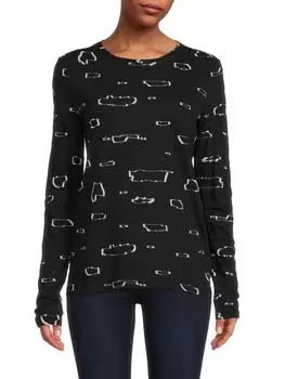 Полосатая футболка с цветочным принтом Proenza Schouler Black ecru