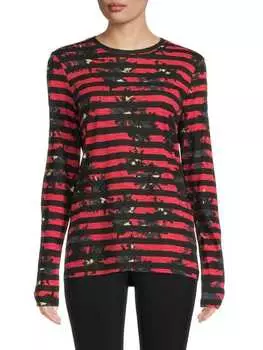 Полосатая футболка с цветочным принтом Proenza Schouler Deep red