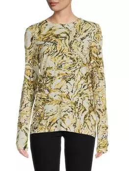 Полосатая футболка с цветочным принтом Proenza Schouler Ecru khaki