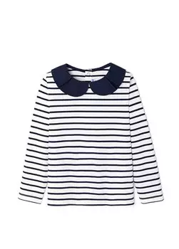 Полосатая футболка с длинным рукавом и плиссированным воротником для девочек Jacadi Paris