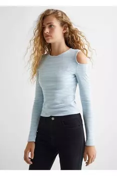 Полосатая футболка с длинным рукавом Mango, синий