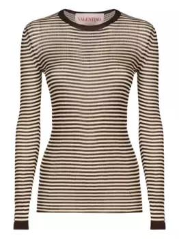 Полосатая футболка с длинными рукавами VALENTINO GARAVANI, коричневый