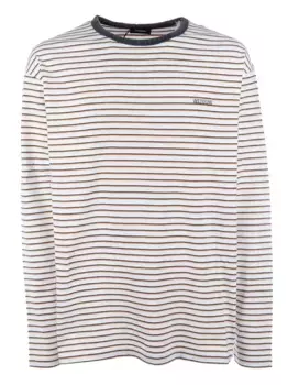 Полосатая футболка с длинными рукавами We11done, белый