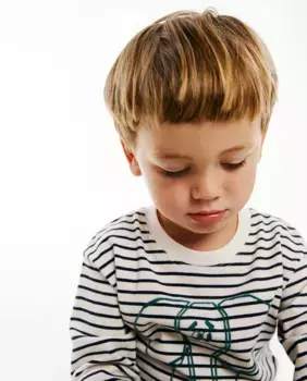 Полосатая футболка с изображением животных Sfera, темно-синий