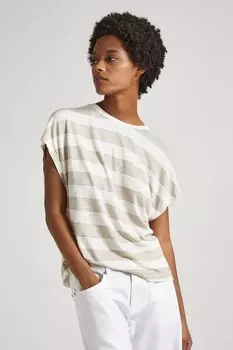 Полосатая футболка с льном Pepe Jeans London, серый