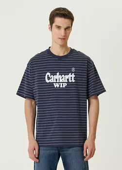 Полосатая футболка с логотипом Carhartt, синий