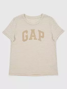 Полосатая футболка с логотипом Gap, бежевый