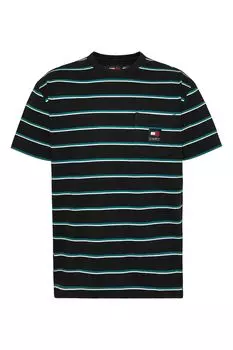 Полосатая футболка с нагрудным карманом Tommy Jeans, черный