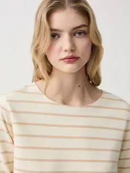 Полосатая футболка с необработанной отделкой Hybrid, цвет white/beige