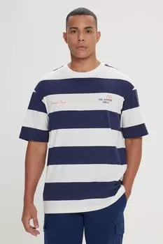 Полосатая футболка с овальным вырезом Ac&Co, белый