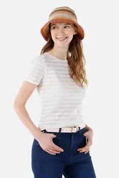 Полосатая футболка с овальным вырезом Colin'S, бежевый