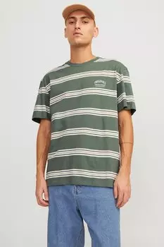 Полосатая футболка с овальным вырезом Jack & Jones, белый