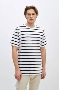 Полосатая футболка с овальным вырезом Lc Waikiki, белый