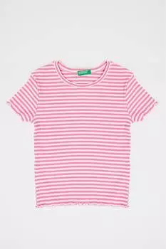 Полосатая футболка с овальным вырезом United Colors Of Benetton, белый