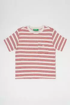 Полосатая футболка с передним карманом United Colors Of Benetton, красный