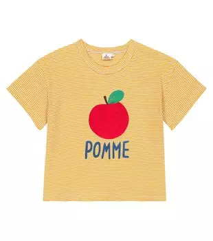 Полосатая футболка с помпонами из смесового хлопка Jellymallow, разноцветный