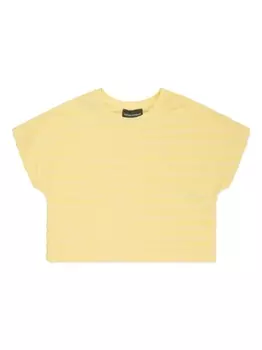 Полосатая футболка с тисненым логотипом Emporio Armani Kids, желтый