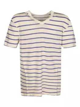 Полосатая футболка с V-образным вырезом Majestic Filatures, нейтральный