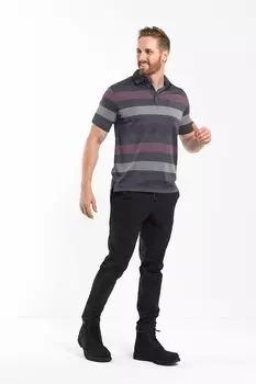 Полосатая футболка с воротником стандартной посадки Benger, серый