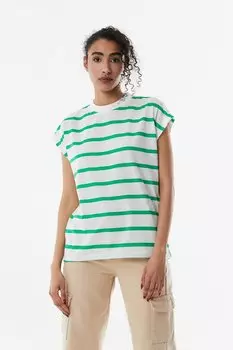 Полосатая футболка с воротником-стойкой Fullamoda, зеленый