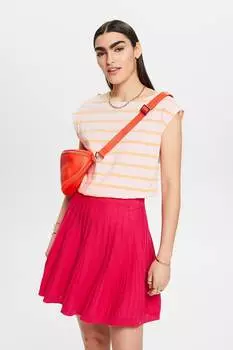 Полосатая футболка с вырезом лодочкой Esprit, оранжевый