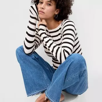 Полосатая футболка с вырезом-лодочкой Gap, белый