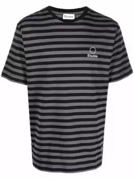 Полосатая футболка с вышитым логотипом tudes Studio, серый