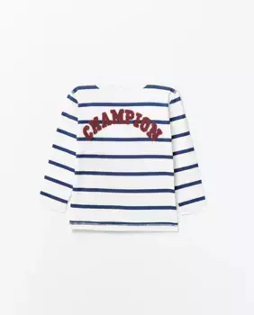 Полосатая футболка с вышивкой Sfera, белый