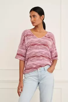 Полосатая футболка Spacedye с V-образным вырезом Next, фиолетовый